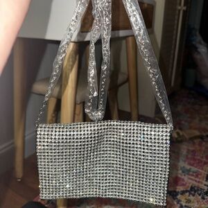 Silver Mesh Clutch with Chain Strap Amber Sceats